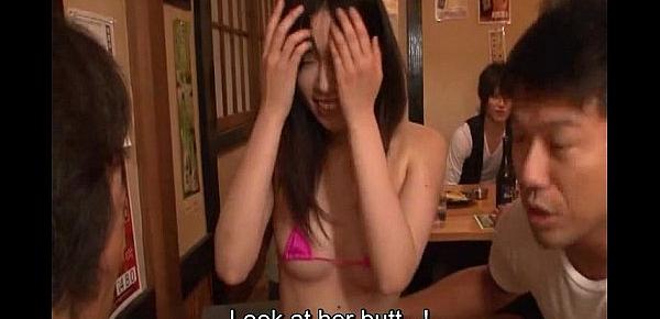  Japanese sexy izakaya string bikini clad employees Subtitled